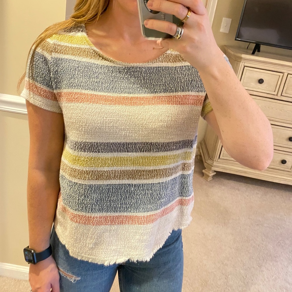 Anthro fringe hem tee